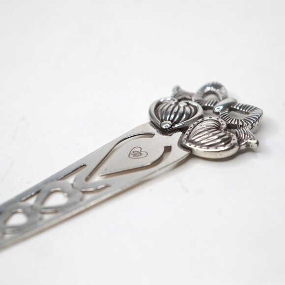 Vintage Brighton Bow Heart Retired Bookmark Silver Tone Metal Bookworm Taiwan - Picture 7 of 9